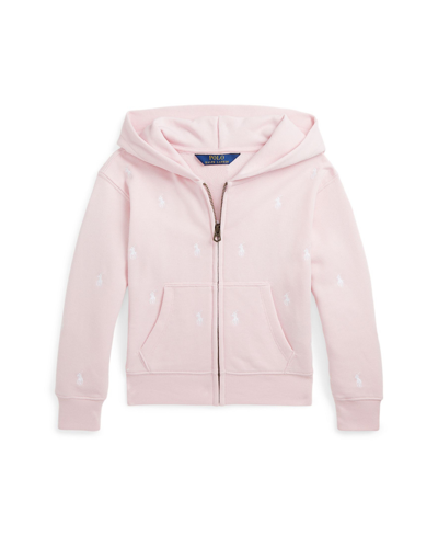 Polo Ralph Lauren Kids' Cotton-blend-fleece Full-zip Hoodie In Hint Of Pink,white
