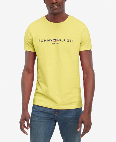 Tommy Hilfiger Men's Embroidered Logo Slim-fit Crewneck T-shirt In Yellow Tulip