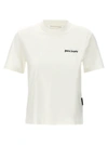 Palm Angels White Fitted Crewneck T-shirt With Emboridered Logo