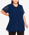 AVENUE PLUS SIZE LIV OVERLAY MIXED MEDIA TOP