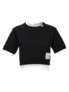 MIHARAYASUHIRO CROPPED SWEATER WITH CONTRASTING INSERTS SWEATER, CARDIGANS WHITE/BLACK
