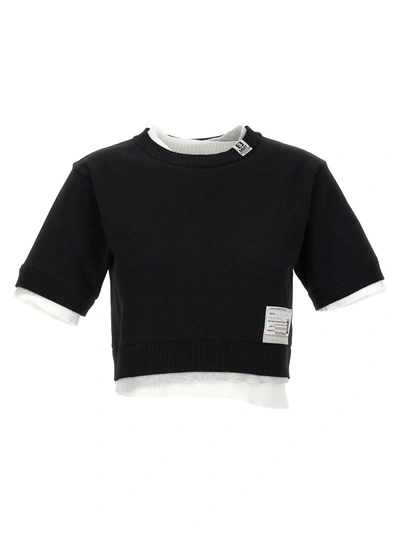 Miharayasuhiro Maison Mihara Yasuhiro Cropped Sweater With Contrasting Inserts In White/black