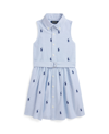 POLO RALPH LAUREN TODDLER AND LITTLE GIRLS BELTED POLO PONY OXFORD SLEEVELESS SHIRTDRESS