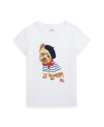 Polo Ralph Lauren Kids' Toddler And Little Girls Dog-print Cotton Jersey T-shirt In White