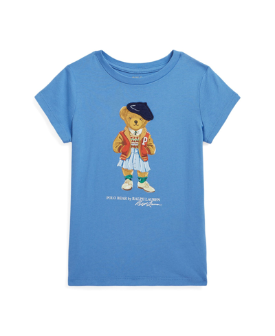 Polo Ralph Lauren Kids' Toddler And Little Girls Polo Bear Cotton Jersey T-shirt In New England Blue