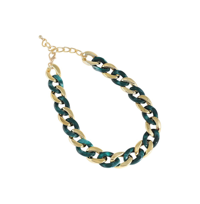 Sohi Women's Tortoise Shell Chain-link Necklace In Green