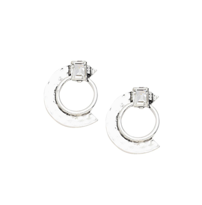 Sohi Women's Circular Drop Earrings In Silver