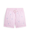 Polo Ralph Lauren Kids' Big Boys Traveler Stretch Swim Trunk In Classic Gingham Carmel Pink