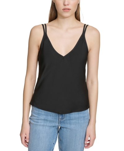 Dkny Jeans Women's Pullover Strappy V-neck Camisole In Blk - Black