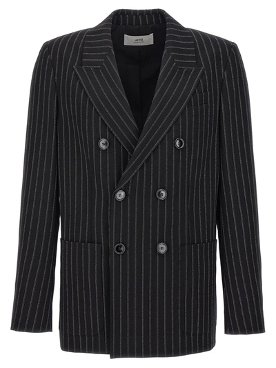 AMI ALEXANDRE MATTIUSSI PINSTRIPED DOUBLE-BREASTED BLAZER