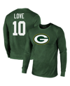 Majestic Men's  Threads Jordan Love Green Green Bay Packers Name And Number Long Sleeve Tri-blend T-s In Green