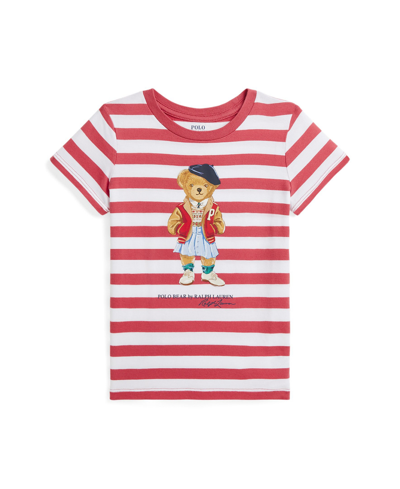 Polo Ralph Lauren Kids' Polo Bear Striped Cotton T-shirt In Nantucket Red Stripe