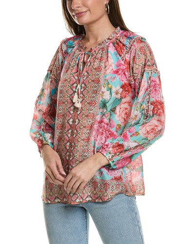 Johnny Was Rose Narcisa Silk Blouse In Multi