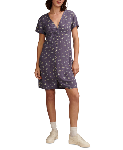 Lucky Brand Women's Short-sleeve Mini Slip Dress In Nightshadow Multi