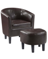 Convenience Concepts 26.25" Faux Leather Churchill Accent Chair With Ottoman In Espresso Faux Leather