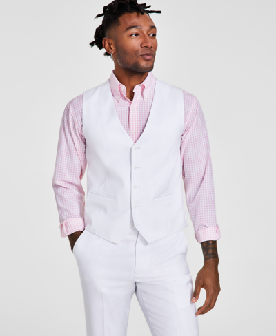 Tayion Collection Men's Classic-fit Solid Suit Vest In White Solid