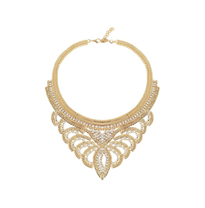 Sohi Women's Marquise Bling Statement Necklace In Gold