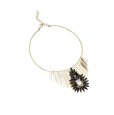 Sohi Women's Teardrop Flower Collar Necklace In Black