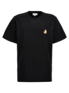 Maison Kitsuné Black T-shirt With Fox Head Patch In Cotton In Black