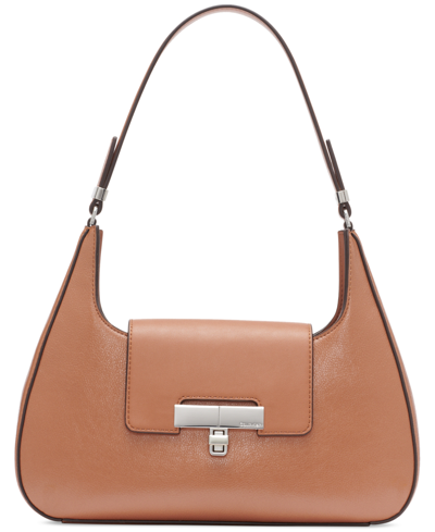 Calvin Klein Becky Turnlock Shoulder Bag In Caramel