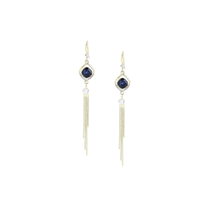 Sohi Women's Blue Sleek Drop Earrings