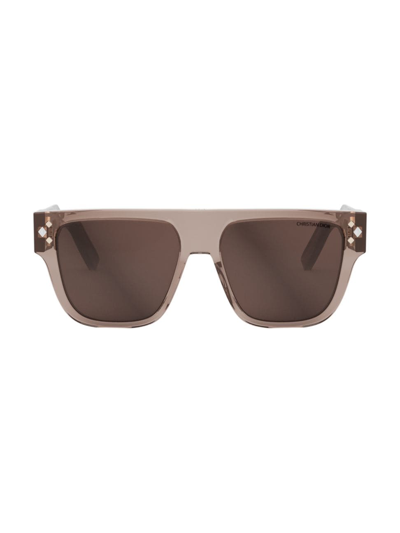 Dior Men's Cd Diamond S6i 55mm Square Sunglasses In Transparent Taupe Brown