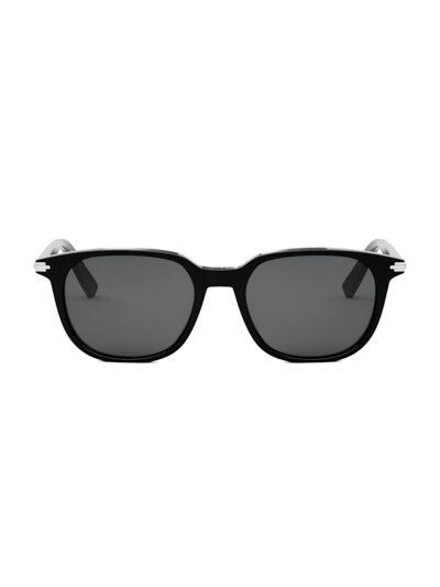 Dior Men's Blacksuit S12i 52mm Oval Sunglasses In Shiny Black Smoke
