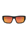 Dior Rectangular Frame Sunglasses In Matte Black Orange Mirror