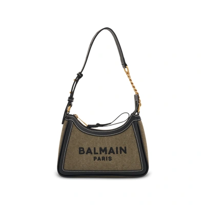 Balmain Canvas B-army Shoulder Bag In Green