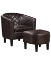 CONVENIENCE CONCEPTS 27.75" FAUX LEATHER ROOSEVELT ACCENT CHAIR WITH OTTOMAN