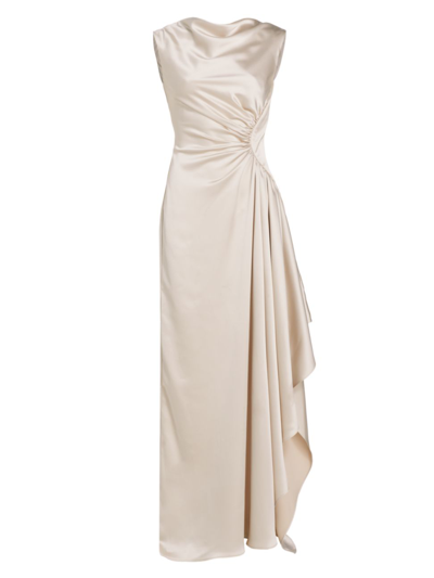 Amsale Women's Half Moon Asymmetric Satin Gown In Champagne