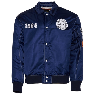 All City By Just Don Mens  Acid Varsity Jacket In Blue/blue