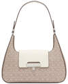 Calvin Klein Becky Signature Turnlock Shoulder Bag In Taupe Whit