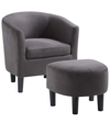 Convenience Concepts 26.25" Microfiber Churchill Accent Chair With Ottoman In Dark Gray Microfiber