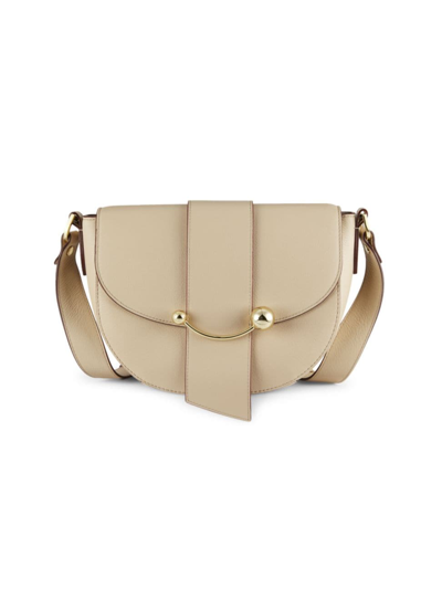 Strathberry Women's Crescent Leather Satchel In Oat/gold