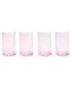 Jeanne Fitz Scalloped Rim Fluted Tall Tumbler Glass, Set Of 4 In Pink