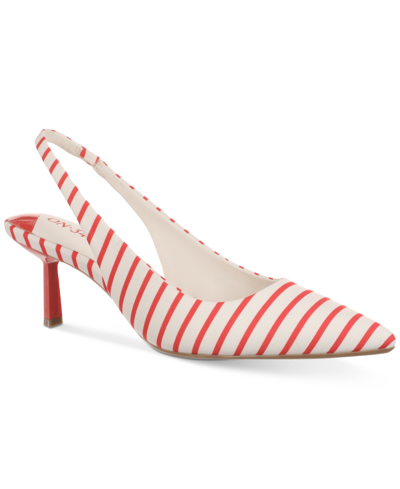 On 34th Women's Baeley Slingback Pumps, Created For Macy's In Red Stripe Fabric