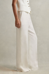Reiss White Petite Viscose-linen Wide Leg Suit Trousers