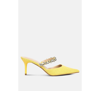 London Rag Greta Diamante Embellished Kitten Heel Sandals In Yellow