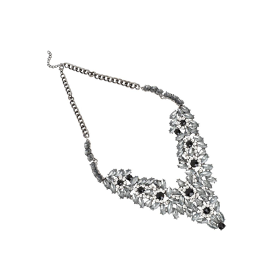 Sohi Women's Foliage Crystal Statement Necklace In Silver