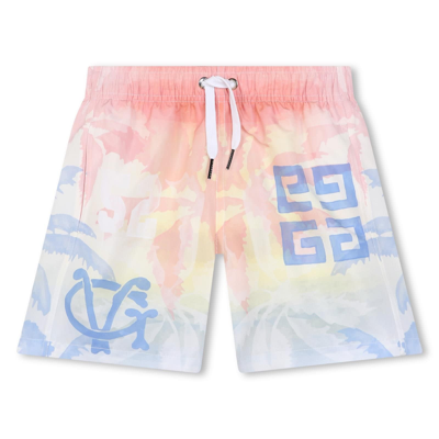 Givenchy Kids' 4g-print Tie-dye Swim Shorts In Blue