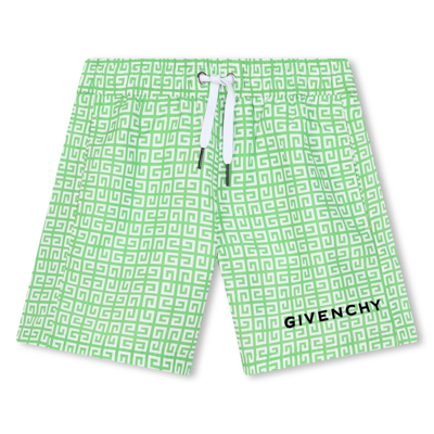Givenchy Kids' 4g 印花泳裤 In Green