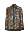 Fendi Ff And Tools Print Silk Shirt In Brown