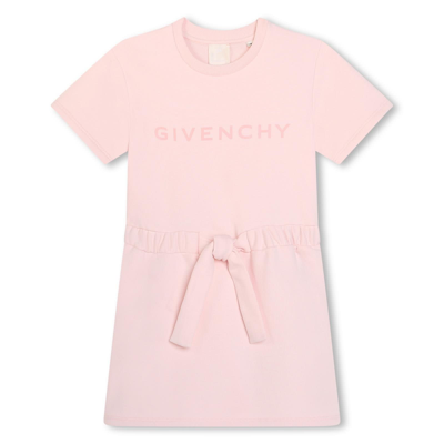 Givenchy Kids' Logo-print Cotton Blend Dress In Rosa