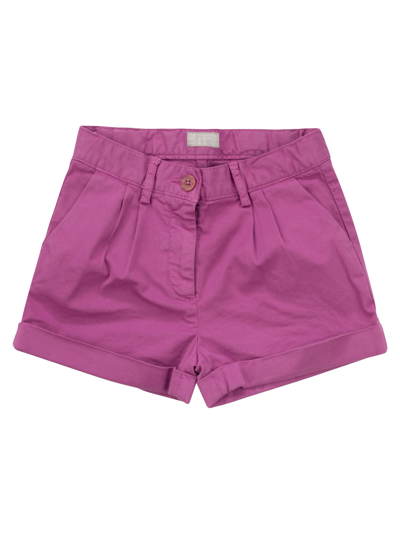 Il Gufo Kids' Cotton Gabardine Shorts In Fuchsia