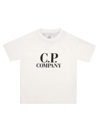 C.p. Company Kids' Logo T-shirt In White