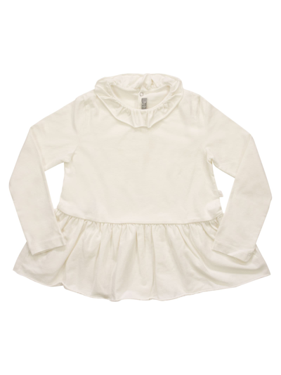 Il Gufo Kids' Cotton T-shirt With Flounce In Milk