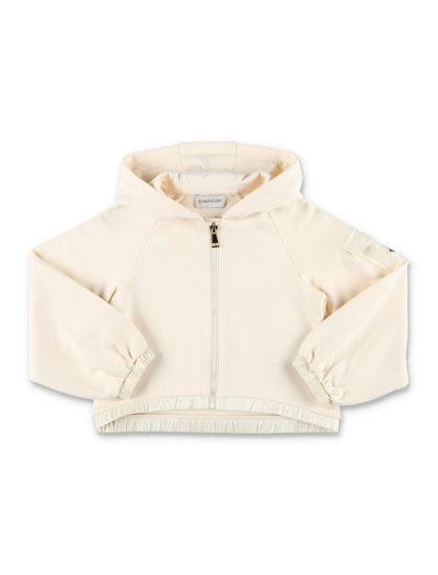 Moncler Kids' Hoodie Zip Cropped In White