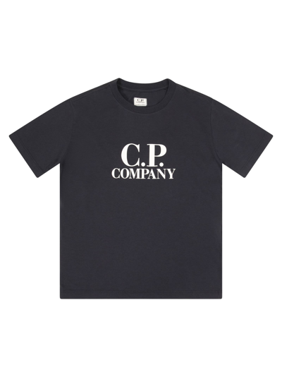C.p. Company Kids' T-shirt Goggle Aus Baumwoll-jersey In Blue