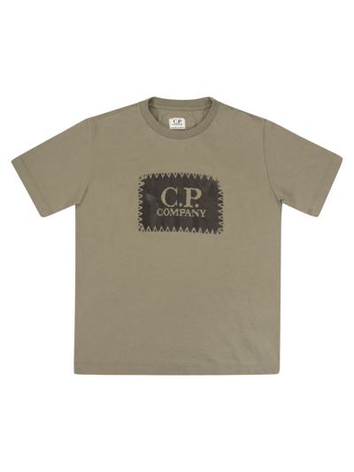 C.p. Company Kids' T-shirt With Goggle Print On The Back In Green